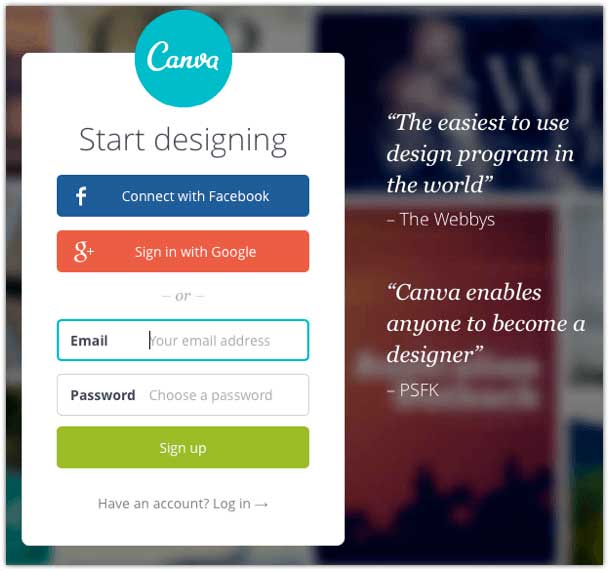 Создать аккаунт Canva