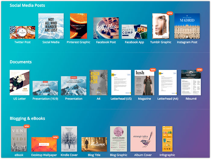 Canva выбор типа поста