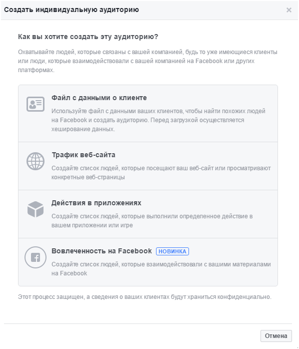 аудитории facebook