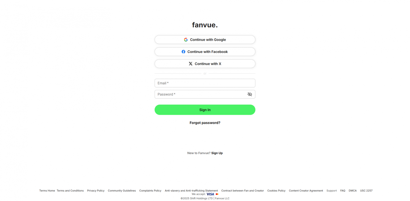 зарегистрироваться в Fanvue