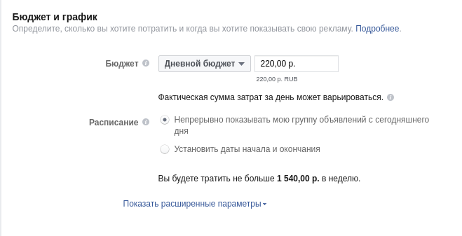 Задать бюджет и график