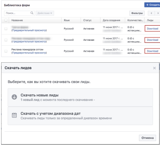 как настроить lead ads