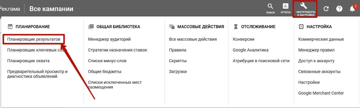 Планировщик эффективности Google Ads как использовать