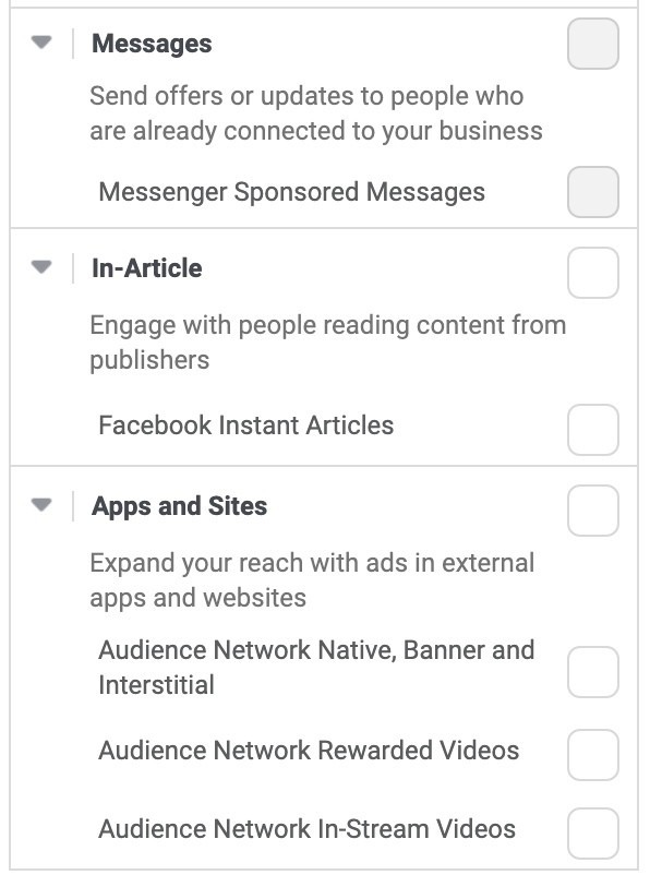 Как выбрать плейсменты в Facebook