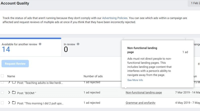 почему facebook блокирует рекламный кабинет