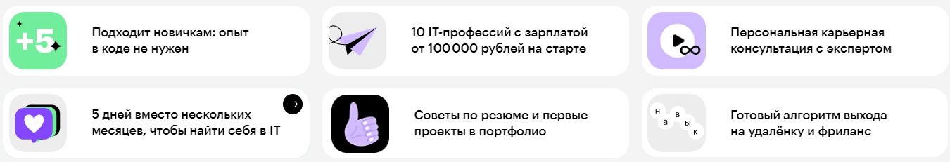 структурированный блок преимуществ