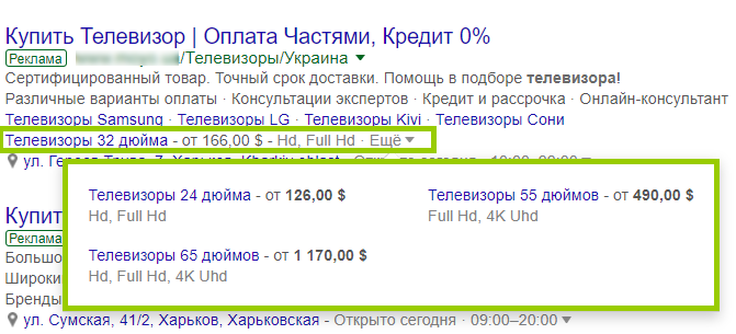 Расширения объявлений Google AdWords