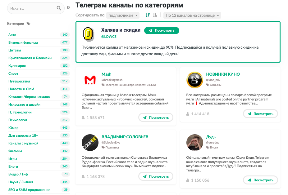 Биржа Телеграм каналов