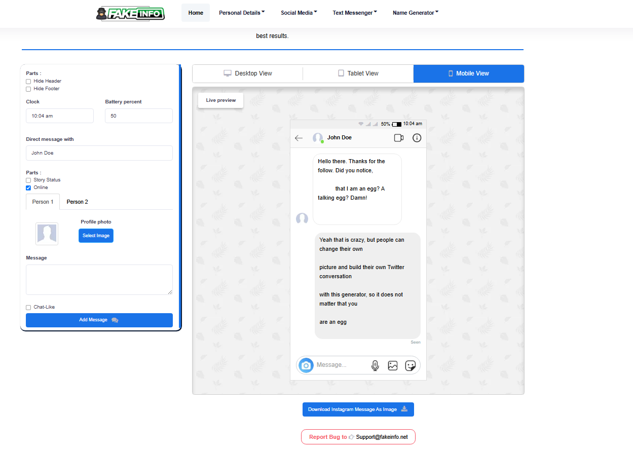 генератор фейковых переписок