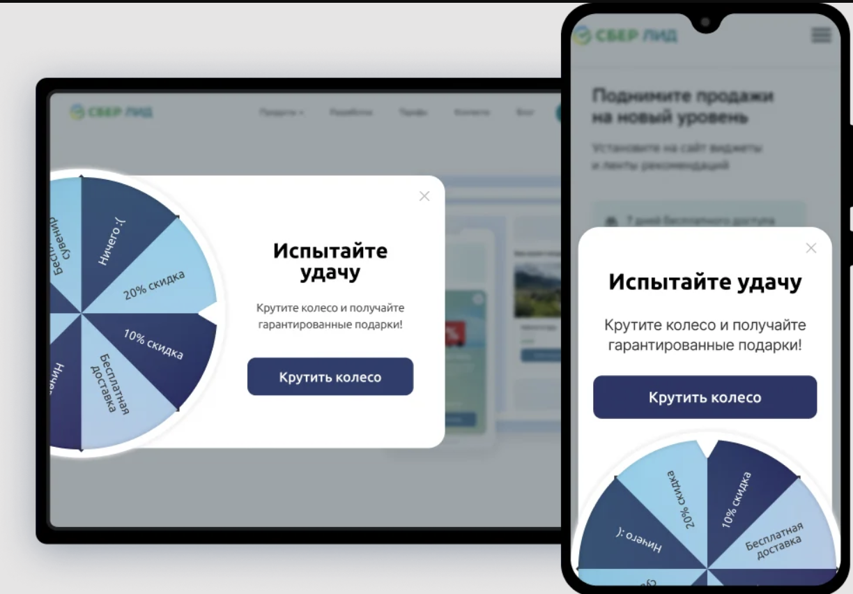 Виджет колеса фортуны, созданного в «СберТаргет»