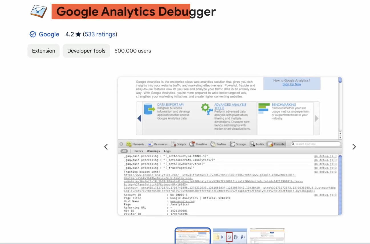 Google Analytics Debugger