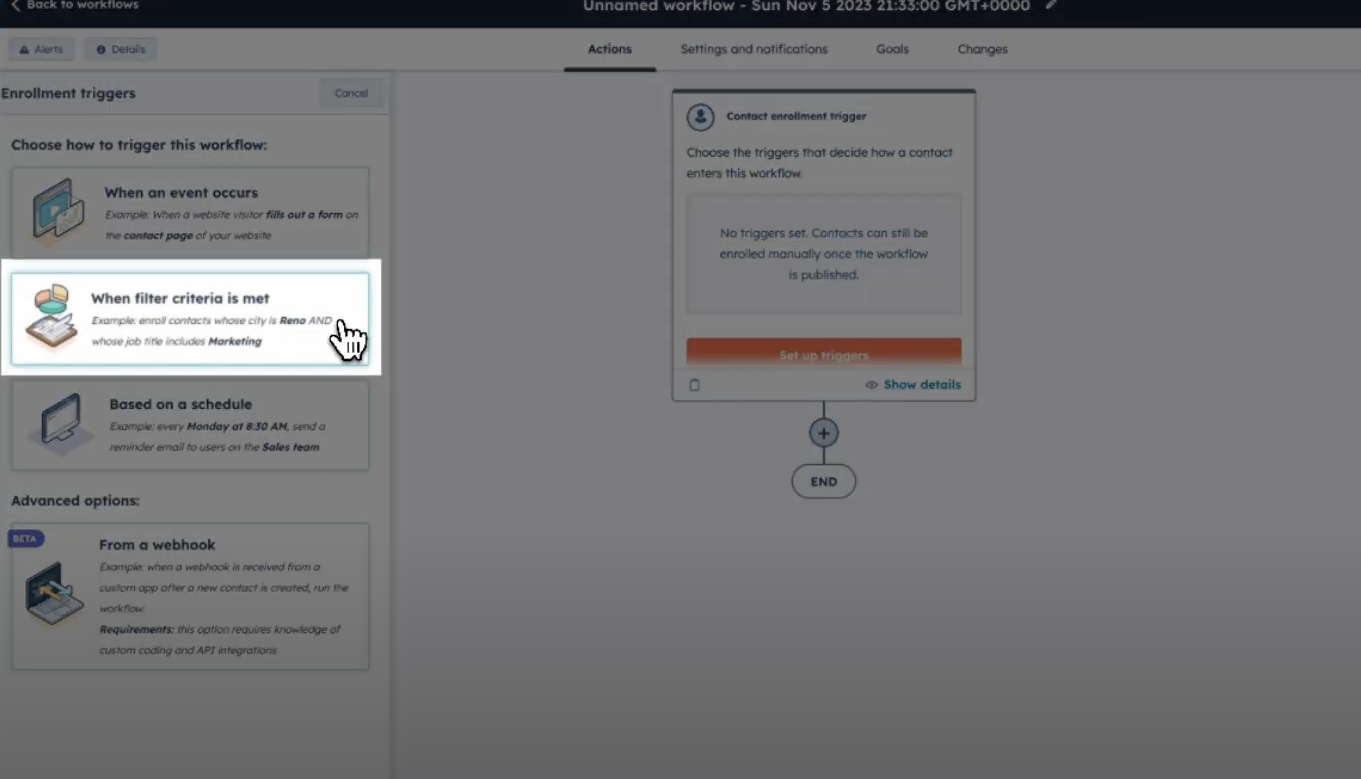 Запуск воронки в Workflows HubPost