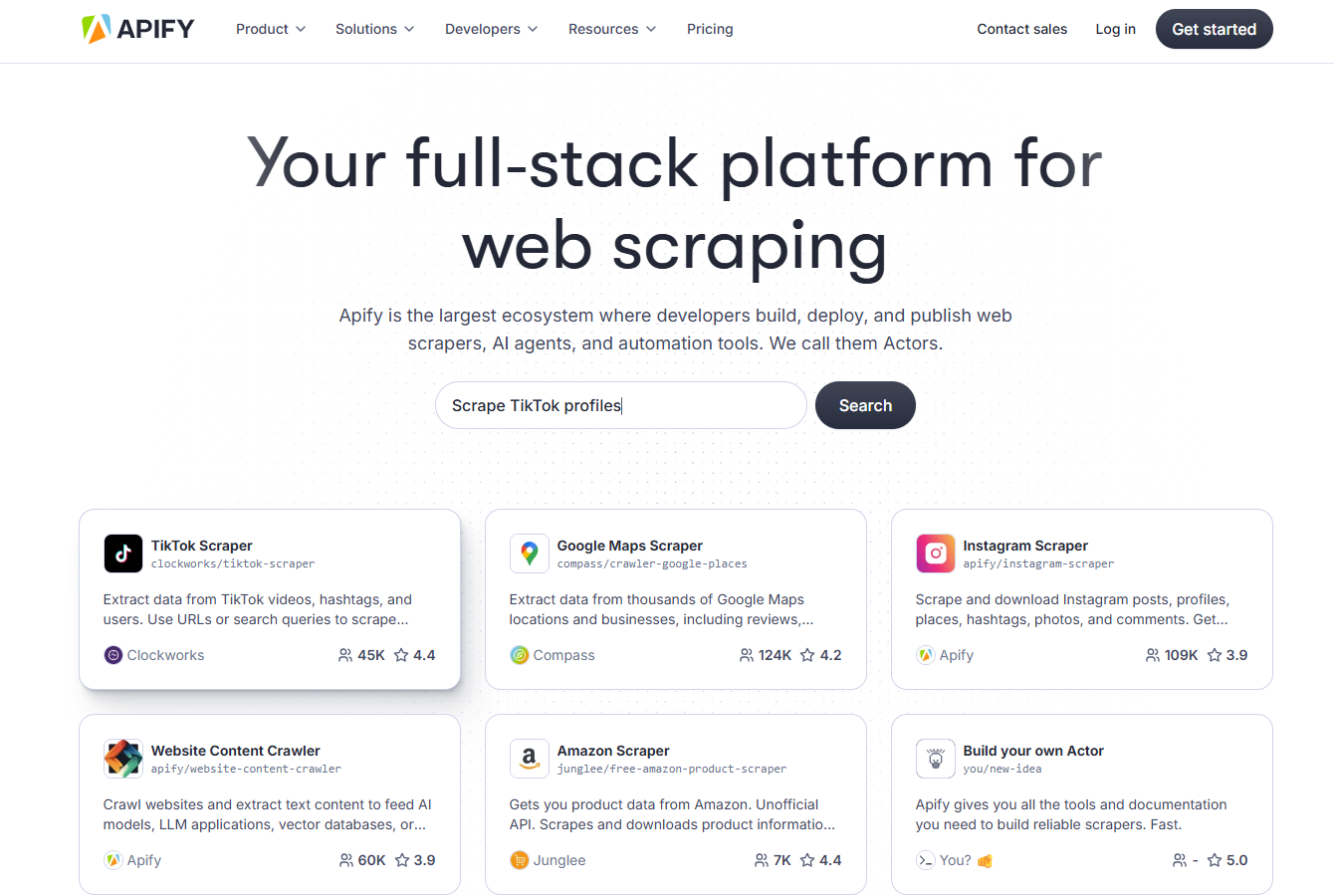 Apify автоматический сбор данных с сайтов