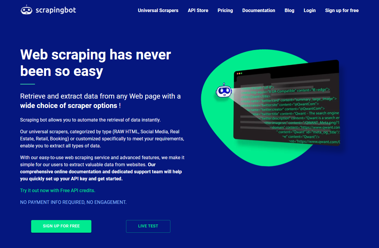 ScrapingBot облачный сервис для веб-скрапинга