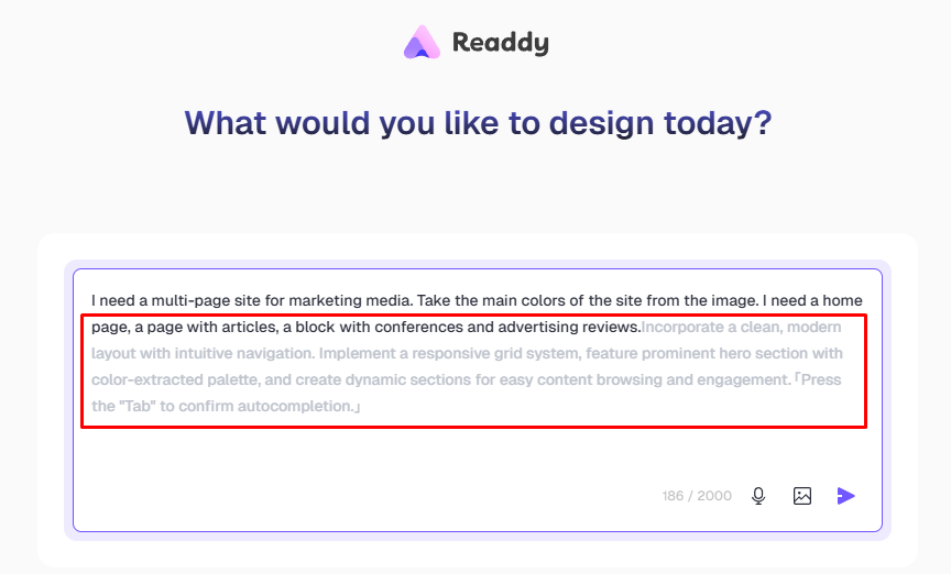 Нейросеть Readdy AI как написать промпт