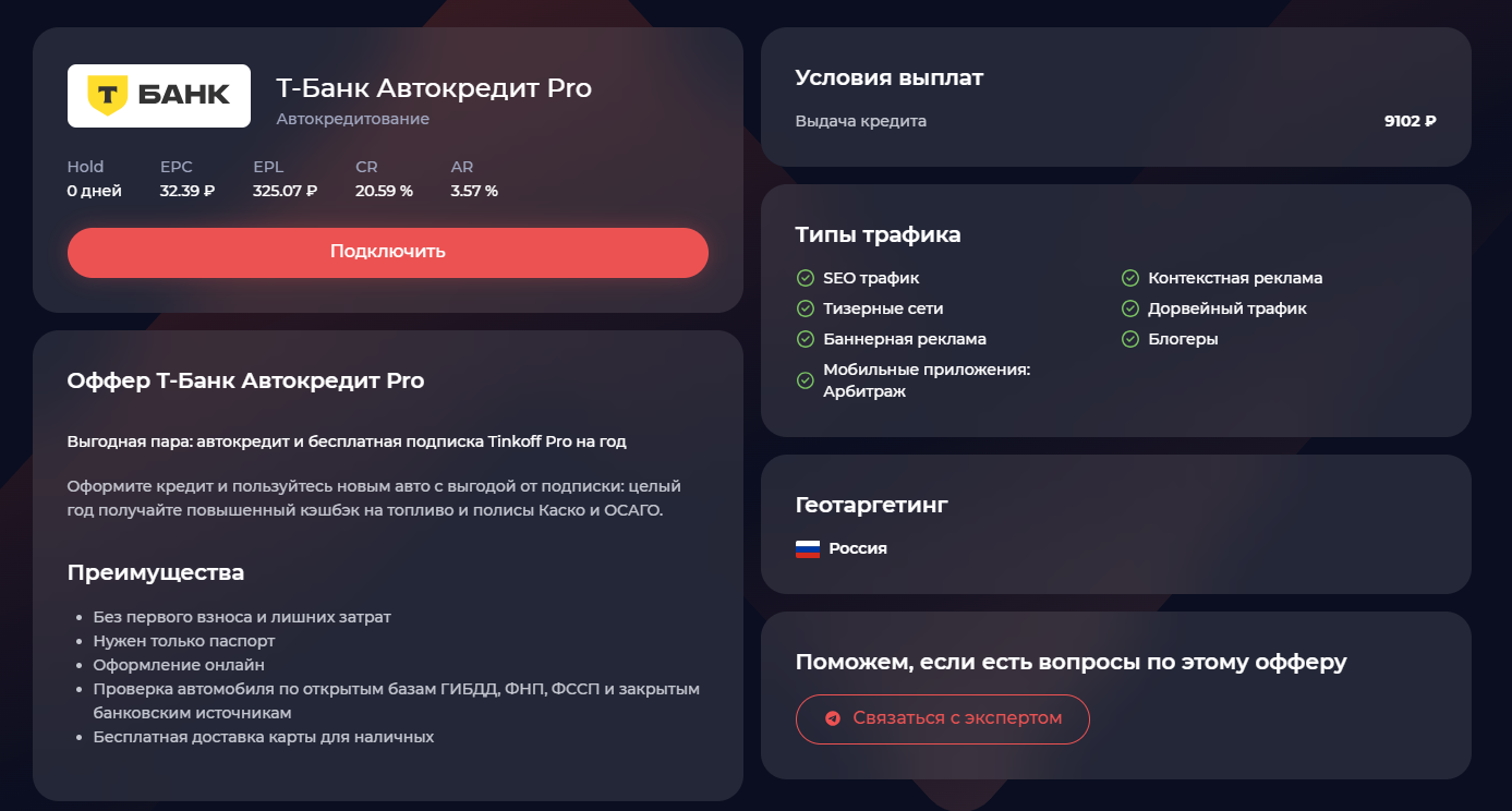 Автокредитование арбитраж трафика