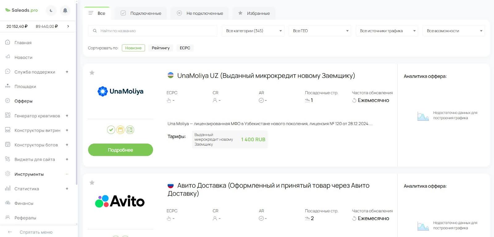 Партнерка Saleads.pro арбитраж трафика | Изображение 2