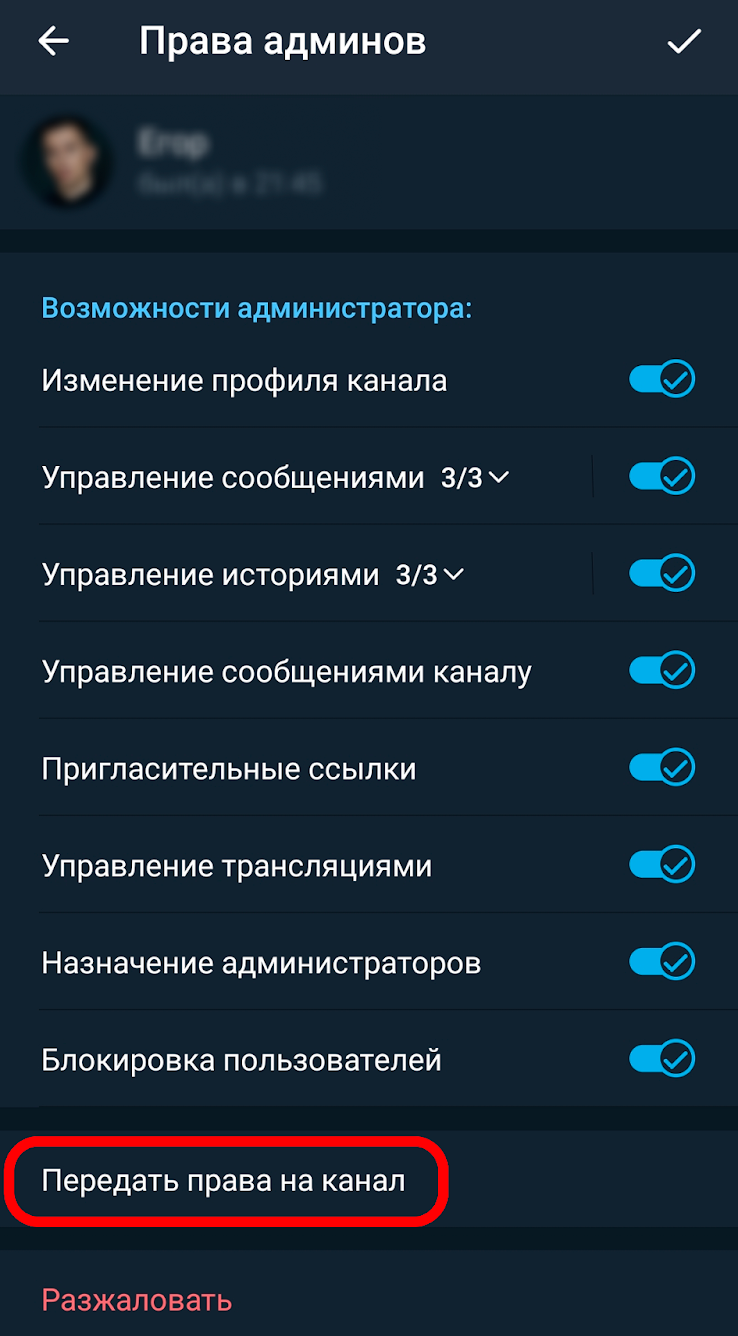 Передача прав на группу в телеграм | Изображение 4