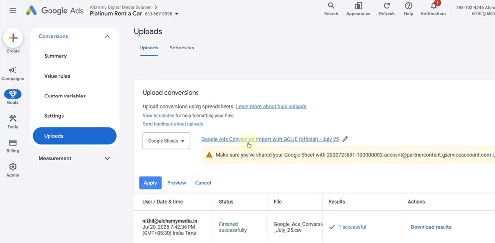 Как загрузить документ с офлайн-конверсиями в Google Ads | Изображение 7