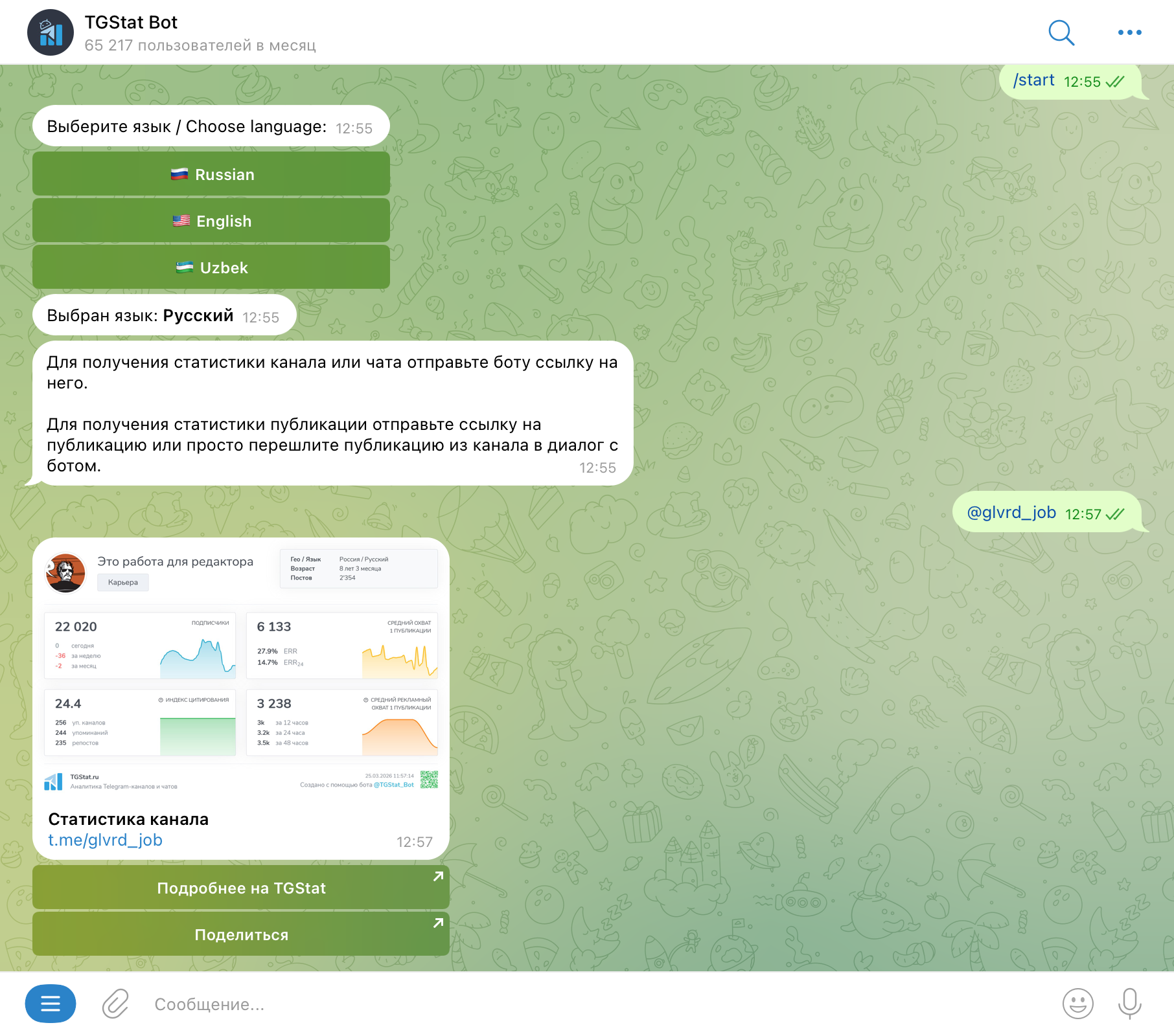Бот для просмотра статистики каналов в Телеграм | Изображение 26