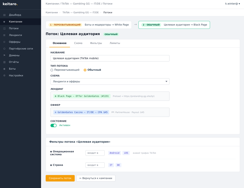 Настройка потока для целевого трафика в Keitaro | Изображение 6